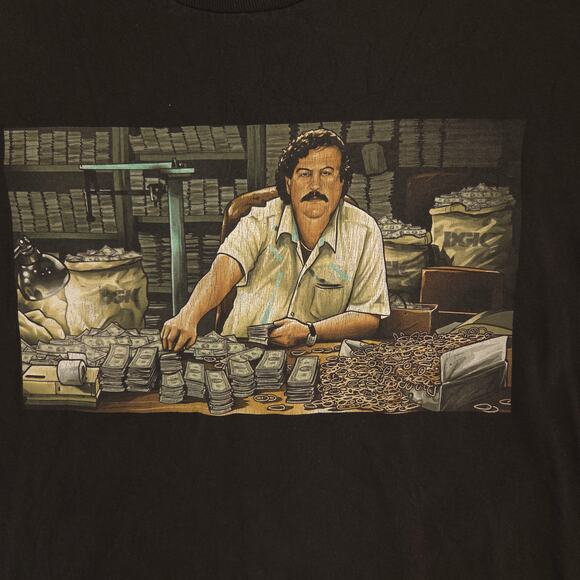 DGK Pablo Escobar Short Sleeve Graphic Crew Neck Shirt Mens Size Large L Black - Picture 4 of 9